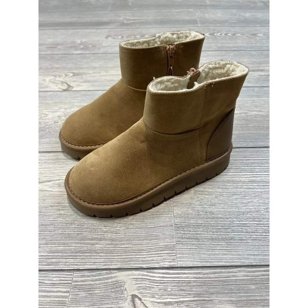 Cat & Jack Girls' Honor Faux Suede Style Boots Cognac Size 1 NWT